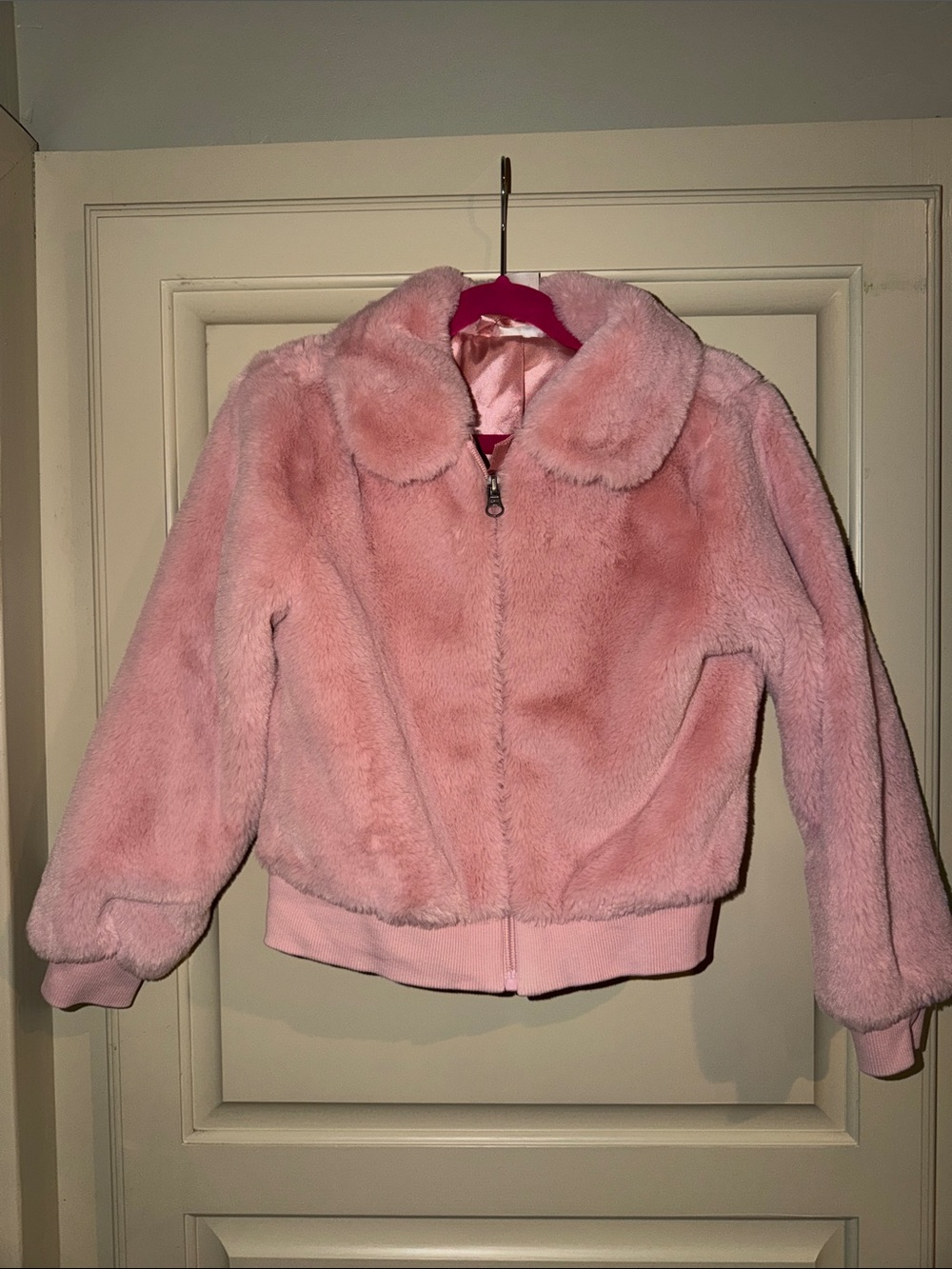 Hanna Andersson Pink Faux-Fur Pea Coat Jacket